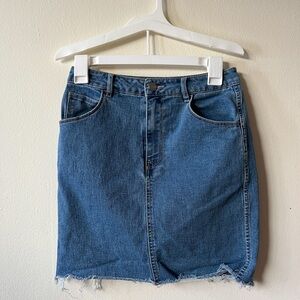 Classic Blue Denim Midi Skirt